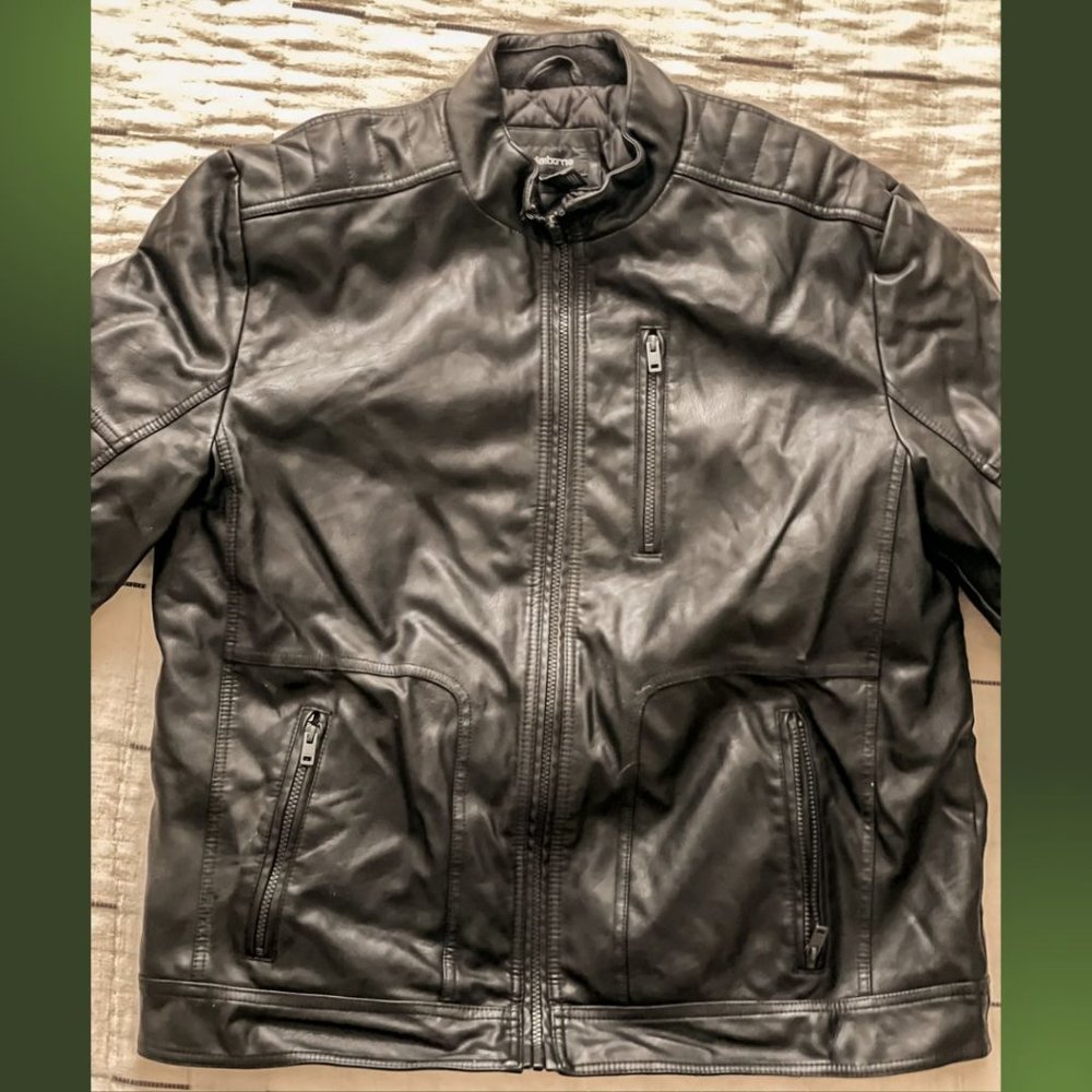 Men's Claiborne Leather Biker Outer Shell Coat